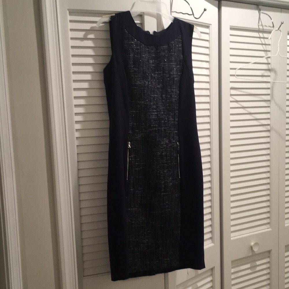 Calvin Klein Tweed Dress, Navy Blue 6